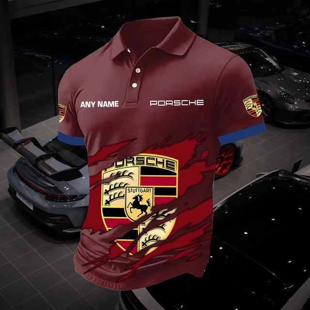 3D All Over Printed Porsche Polo Shirt Limited Edition v3 – Custom Name