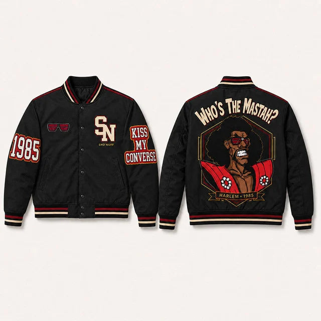 Melanin Classics - Who's The Mastah? Shonuff Premium Varsity Jacket