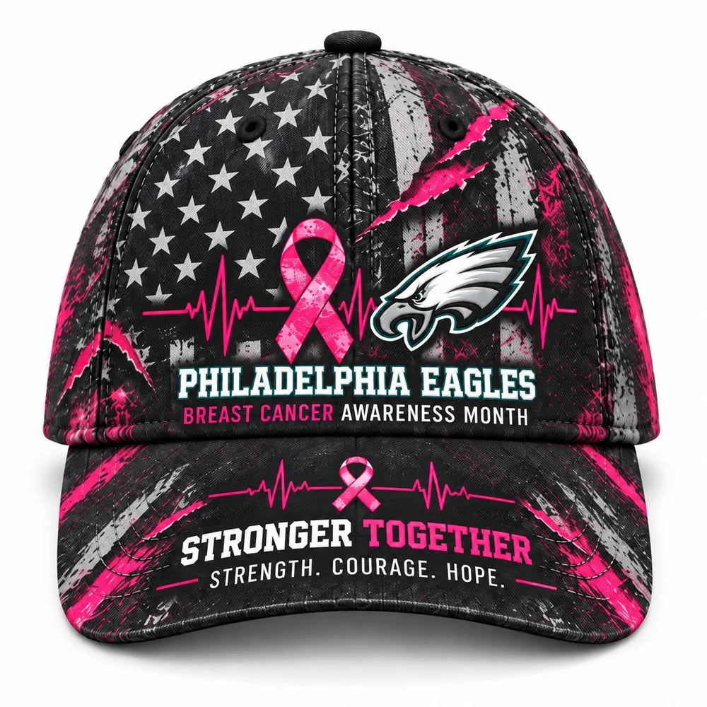 Philadelphia Eagles Breast Cancer Awareness Cap Stronger Together Printed Cap