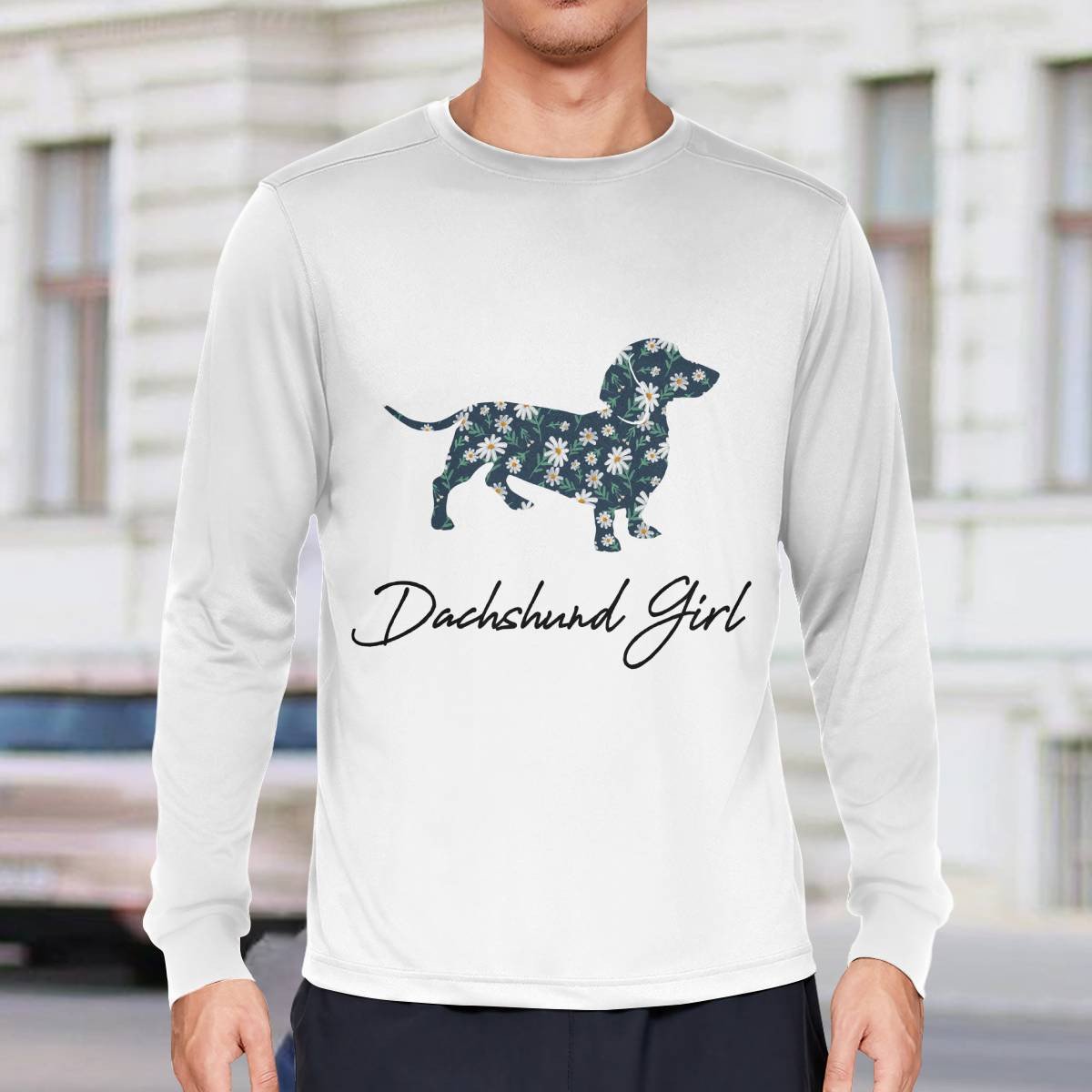 Dachshund Girl With Daisy Flowers