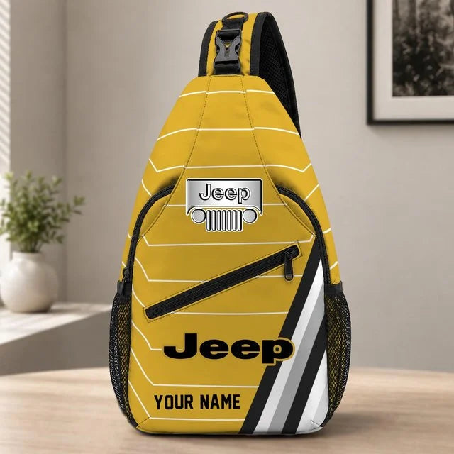 Jeep Custom Name Sling Bag – Racing Style Crossbody Backpack