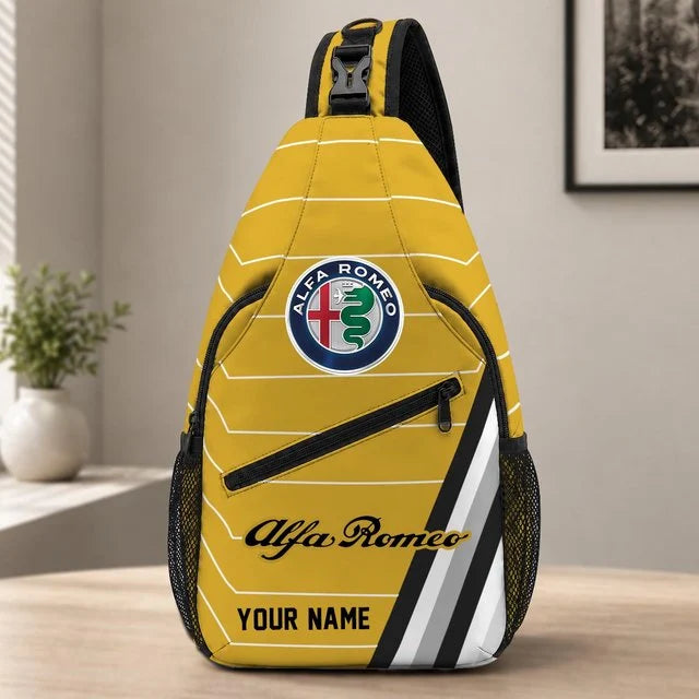 Alfa Romeo Custom Name Sling Bag – Racing Style Crossbody Backpack