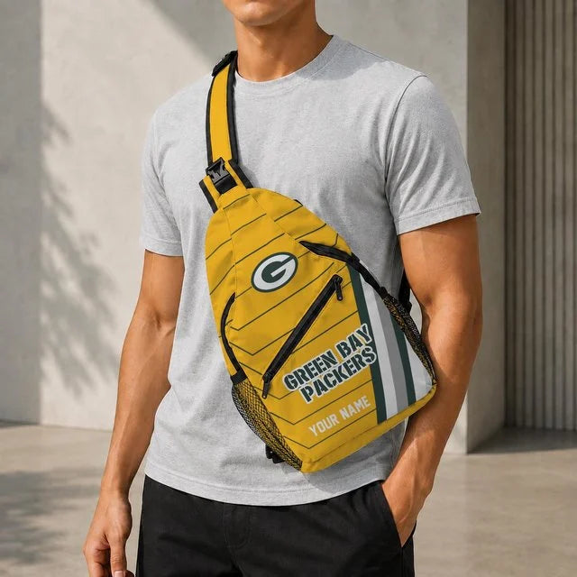 Green Bay Packers Football Team Sling Bag – Custom Name Crossbody Bag