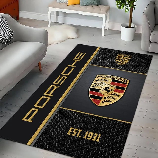 Porsche Area Rug – Luxury Car Logo Floor Mat