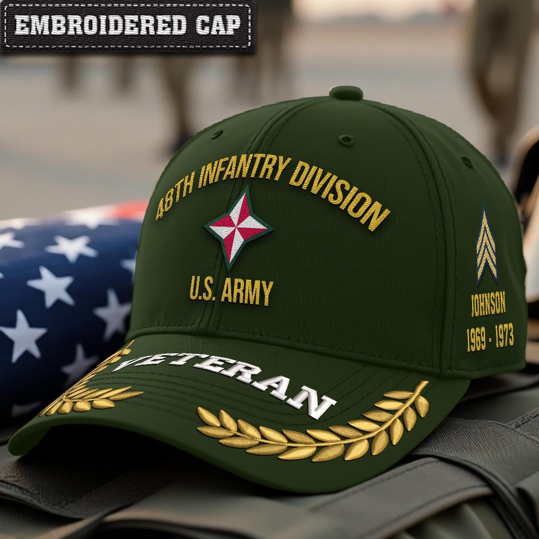 Cowgic U.S. Army 48th Infantry Division Embroidered Classic Structured Cap - Embroidered Cap for Veterans