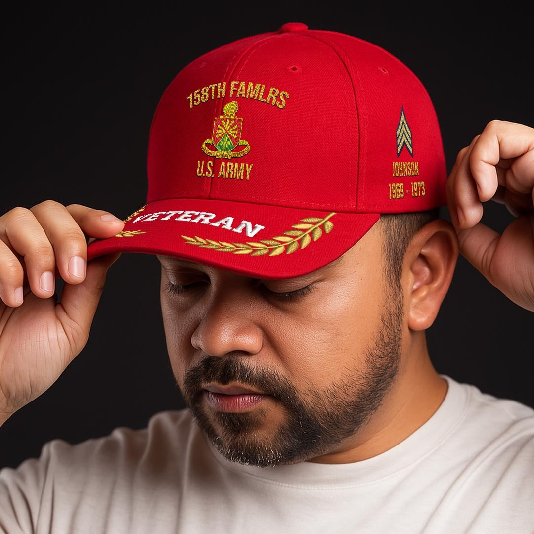 Cowgic U.S. Army 158th FAMLRS Embroidered Classic Structured Cap - Embroidered Cap for Veterans