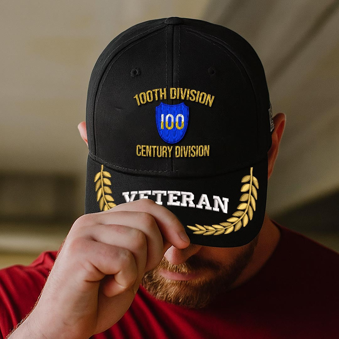 Cowgic U.S. Army 100th Division Embroidered Classic Structured Cap - Embroidered Cap for Veterans