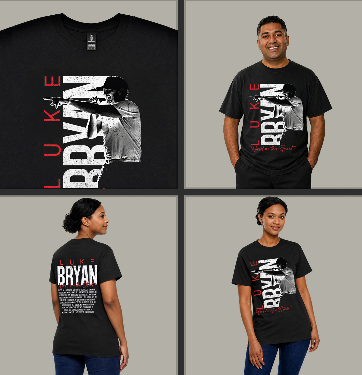 LB Word On The Street Black Tour Tee T- Shirt Gildan 5000, Sweatshirt & Hoodie