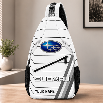 Subaru Custom Name Sling Bag – Racing Style Crossbody Backpack