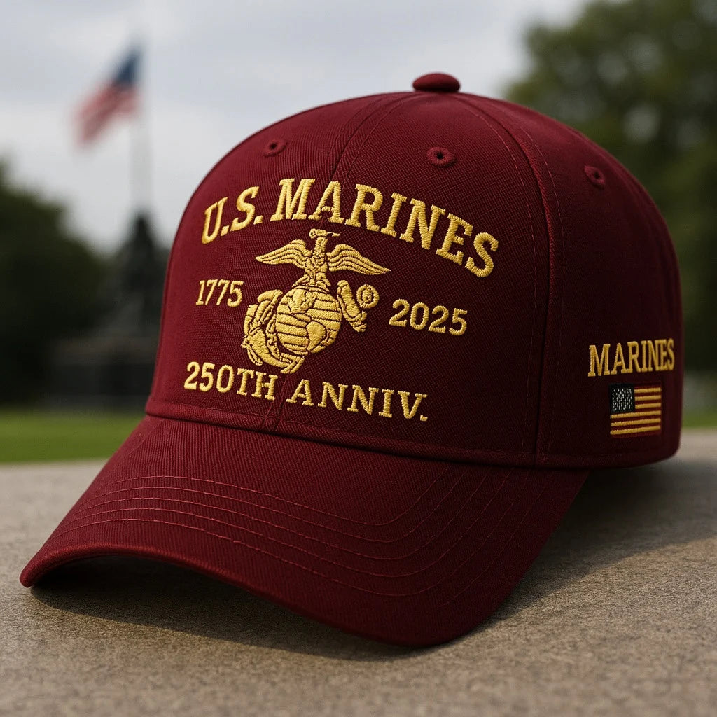 Cowgic Premium USMC Embroidered Hats, 250th Anniversary Marine Corps Hat, Gifts For Marine Veteran, Gifts On Father's Day, Veterans Day.
