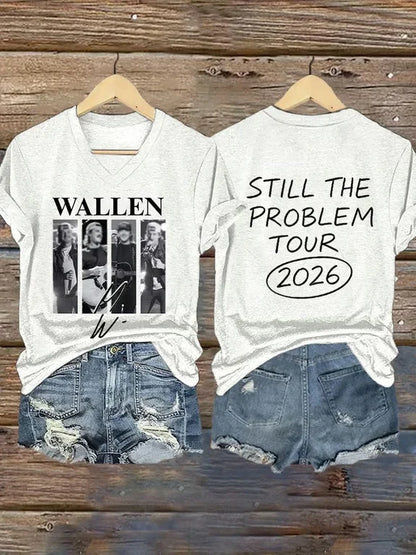 Music Tour 2026 Print Wallen v2 V-Neck T-Shirt