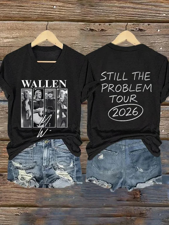 Music Tour 2026 Print Wallen v2 V-Neck T-Shirt