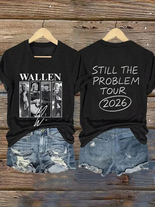Music Tour 2026 Print Wallen v2 V-Neck T-Shirt