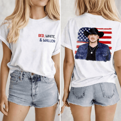Red White & Wallen Flag American Shirt, Sweatshirt & Hoodie