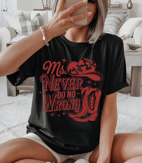 Western Shirt, Ms. Never Do No Wrong, Cowgirl tee, Country Concert Tee Shirt Gildan 5000, Sweatshirt & Hoodie