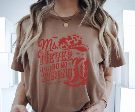 Western Shirt, Ms. Never Do No Wrong, Cowgirl tee, Country Concert Tee Shirt Gildan 5000, Sweatshirt & Hoodie