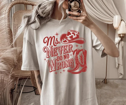 Western Shirt, Ms. Never Do No Wrong, Cowgirl tee, Country Concert Tee Shirt Gildan 5000, Sweatshirt & Hoodie