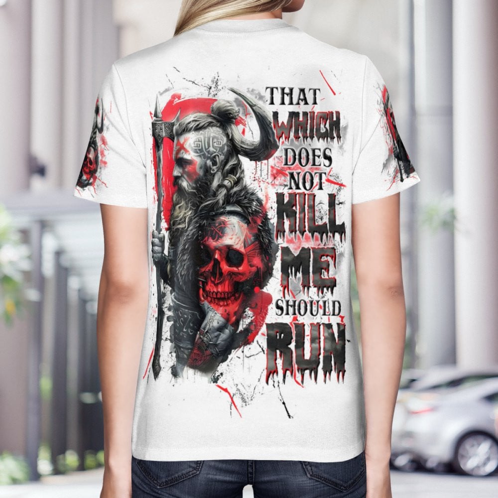That Which Does Not K Me Should Run Viking Skull AOP
