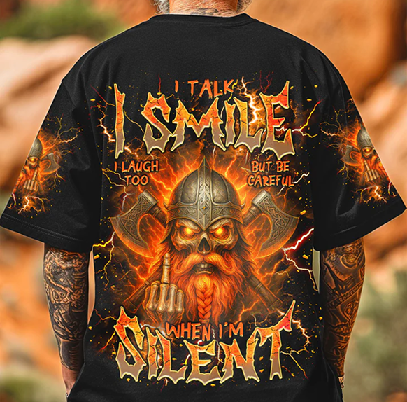Be Careful When I'm Silent Skull Viking AOP