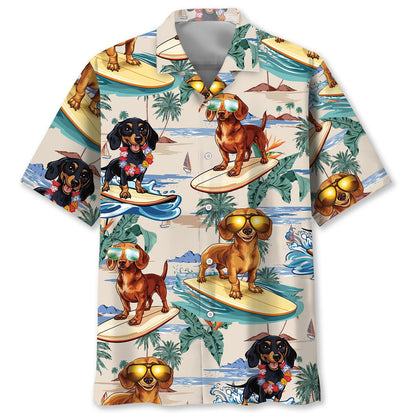 Dachshund Goes Hawaiian Surf Style