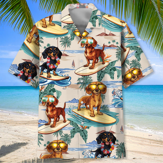 Dachshund Goes Hawaiian Surf Style