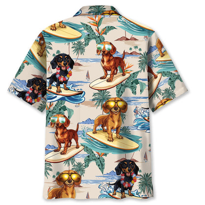 Dachshund Goes Hawaiian Surf Style