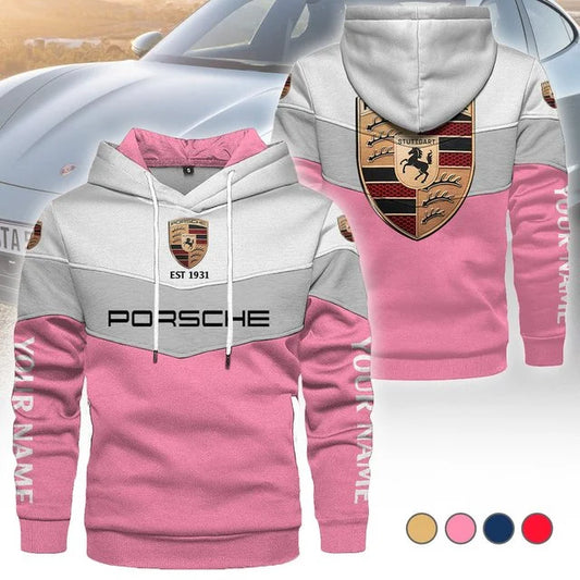 Porsche Custom Name Hoodie – Limited Edition Colorblock Pullover