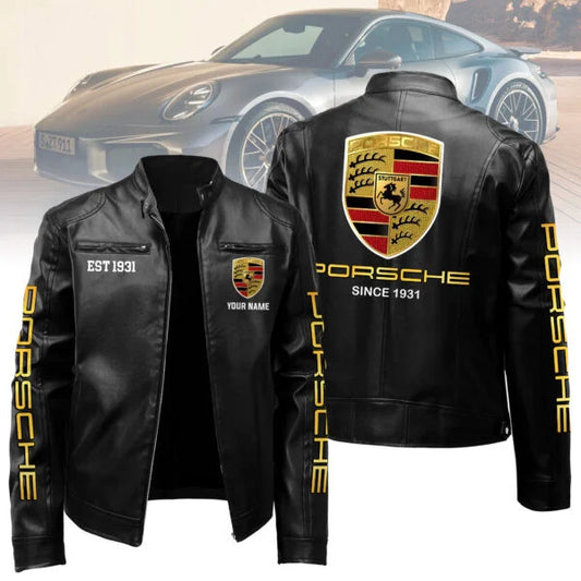 Porsche Custom Name Leather Jacket – Racing Style Motorcycle Jacket