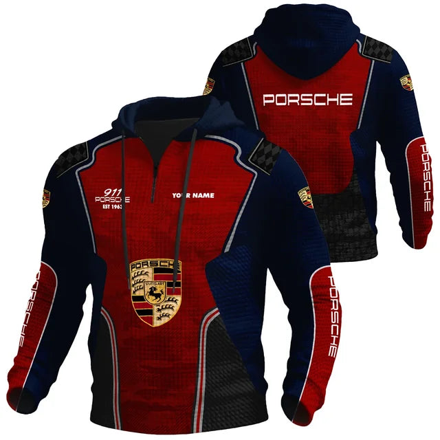 3D All Over Printed Porsche Limited Edition Quarter Zip Hoodie
