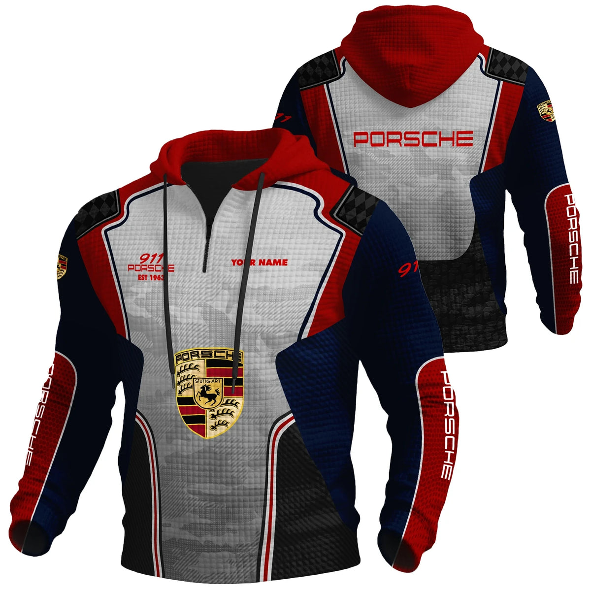 3D All Over Printed Porsche Limited Edition Quarter Zip Hoodie
