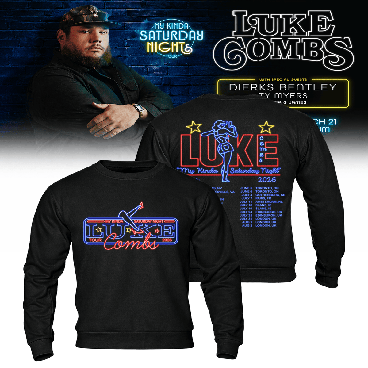 Limited Edition “My Kinda Saturday Night Tour” Shirt, Sweatshirt & Hoodie