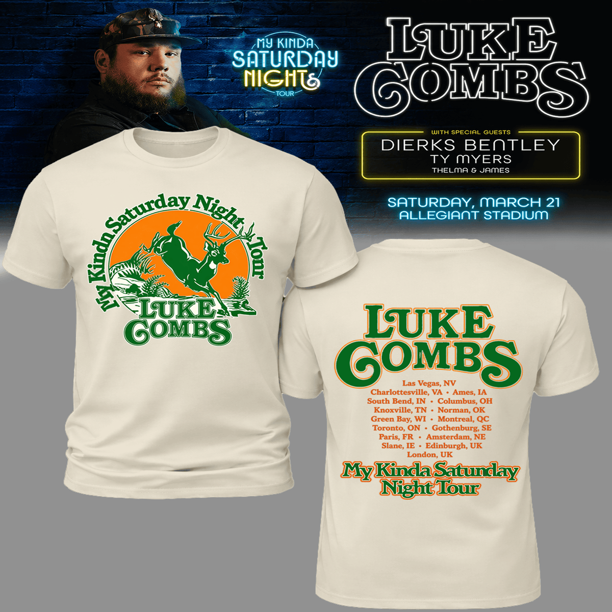 Limited Edition “My Kinda Saturday Night Tour” 2026 Tee Shirt, Sweatshirt & Hoodie