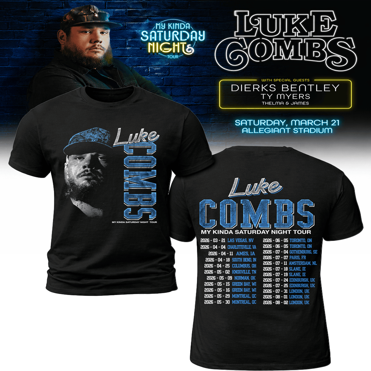 Limited Edition “My Kinda Saturday Night Tour” LC T-Shirt, Sweatshirt & Hoodie