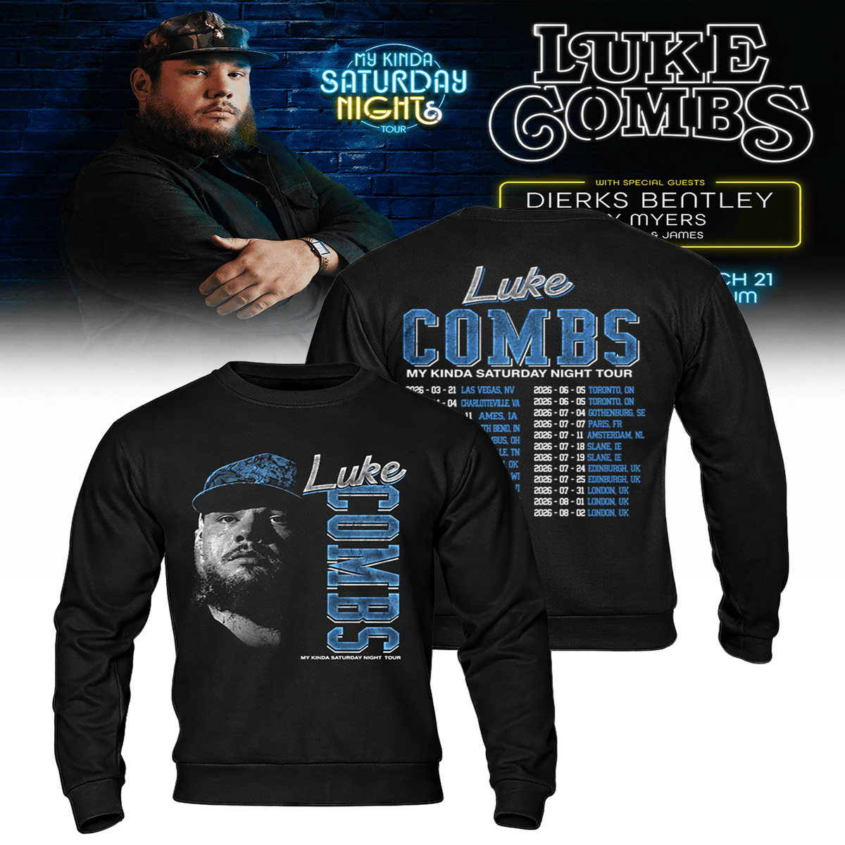 Limited Edition “My Kinda Saturday Night Tour” LC T-Shirt, Sweatshirt & Hoodie