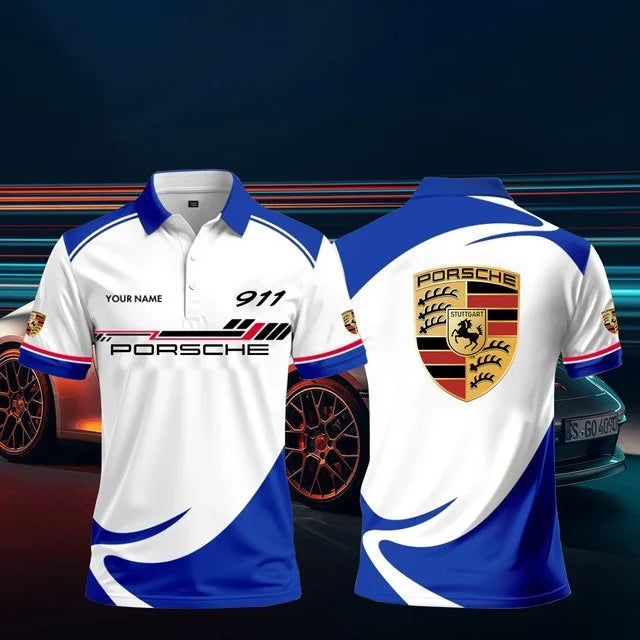 Custom Name 3D All Over Printed Porsche 911 Polo Shirt Limited Edition