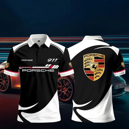 Custom Name 3D All Over Printed Porsche 911 Polo Shirt Limited Edition