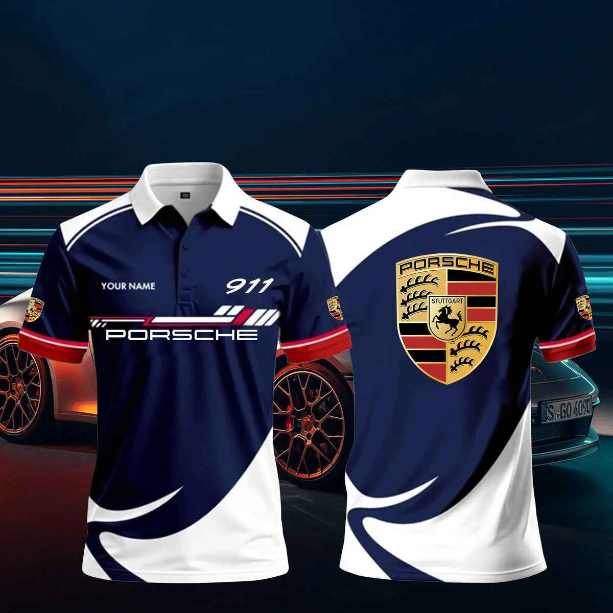 Custom Name 3D All Over Printed Porsche 911 Polo Shirt Limited Edition