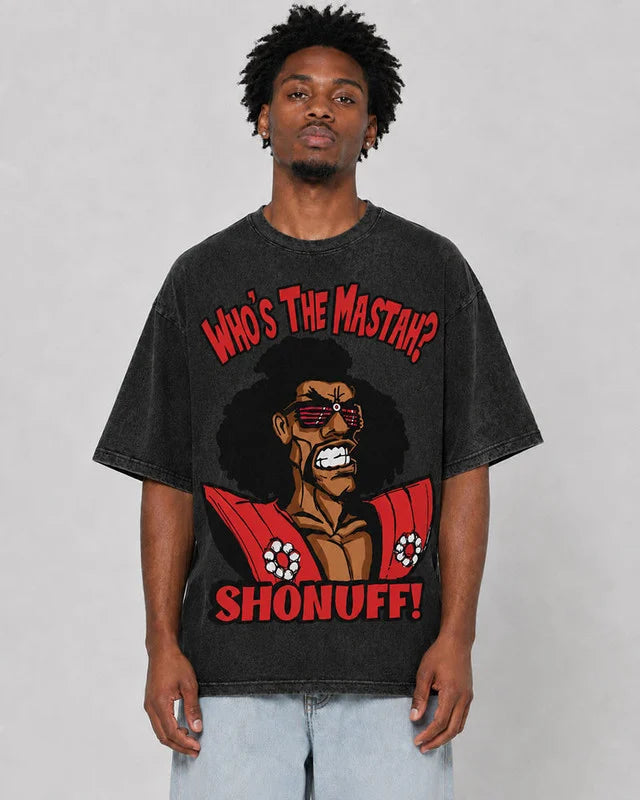 Who's The Mastah? Shonuff Heavy Cotton Oversize Washed T-Shirt, Sweatshirt & Hoodie