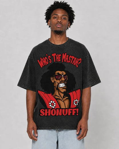 Who's The Mastah? Shonuff Heavy Cotton Oversize Washed T-Shirt, Sweatshirt & Hoodie