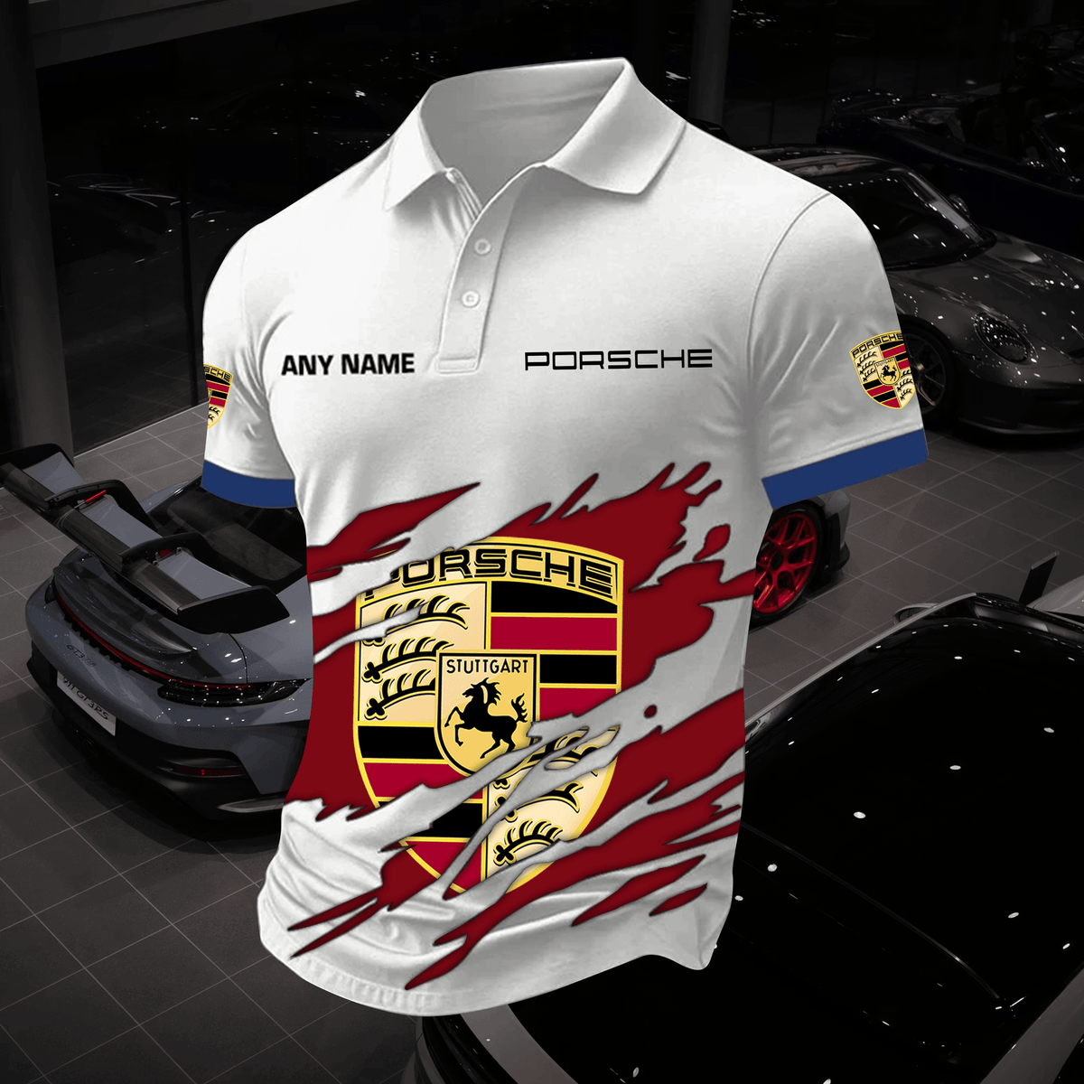 3D All Over Printed Porsche Polo Shirt Limited Edition v3 – Custom Name