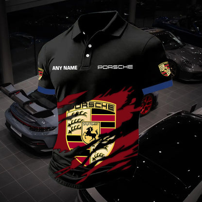3D All Over Printed Porsche Polo Shirt Limited Edition v3 – Custom Name