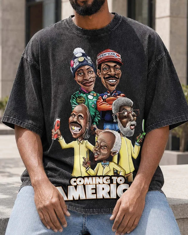 Coming To America Heavy Cotton Oversize Washed T-Shirt, Sweatshirt & Hoodie