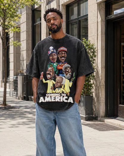 Coming To America Heavy Cotton Oversize Washed T-Shirt, Sweatshirt & Hoodie