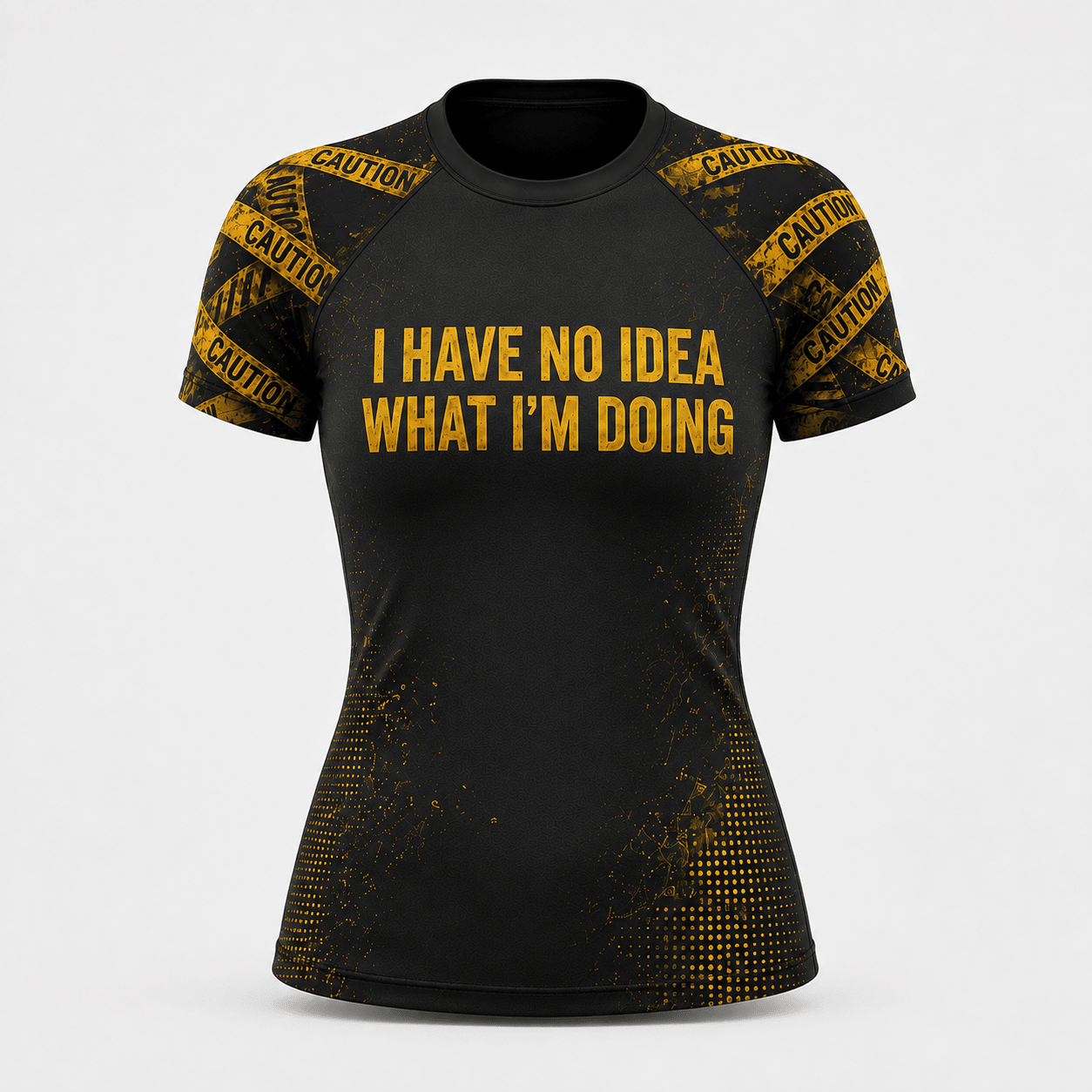 Premium CAUTION: NO IDEA Women’s BJJ Rash Guard No-Gi Compression Shirt Jiu-Jitsu 3D Print Never Fade