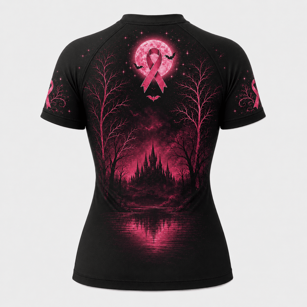 Premium Pink October Witch Women’s BJJ Rash Guard, We Wear Pink Long Sleeve No-Gi Compression Shirt, Breast Cancer Awareness 3D Print Never Fade