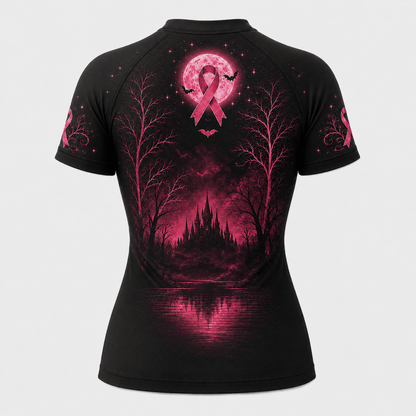 Premium Pink October Witch Women’s BJJ Rash Guard, We Wear Pink Long Sleeve No-Gi Compression Shirt, Breast Cancer Awareness 3D Print Never Fade