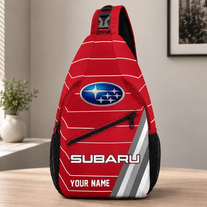 Subaru Custom Name Sling Bag – Racing Style Crossbody Backpack