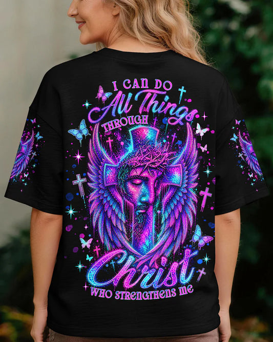 Cowgic I Can Do All Things Through Christ Neon Jesus Cross Women's All Over Print