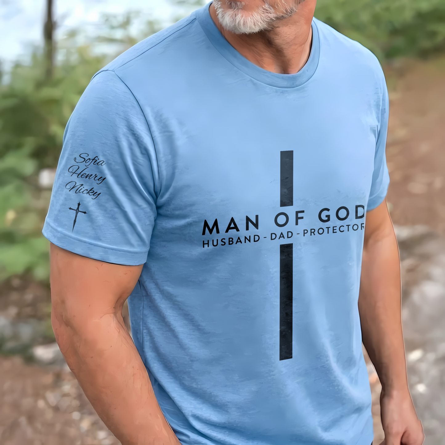 Cowgic Custom Unisex T-Shirt With Design On Sleeve - Personalized Father's Day Birthday Gifts For Dad, Grandpa - Forever My Hero