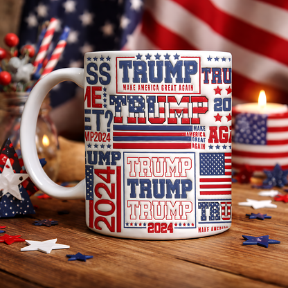 Cowgic Patriotic Trump 2024 Mug | Gift for Dad, Gift for Mom, Birthday Gift | Father's Day 3D Inflated Mug C1012 - GOP